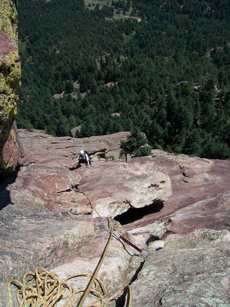 Patty coming up to the third belay.