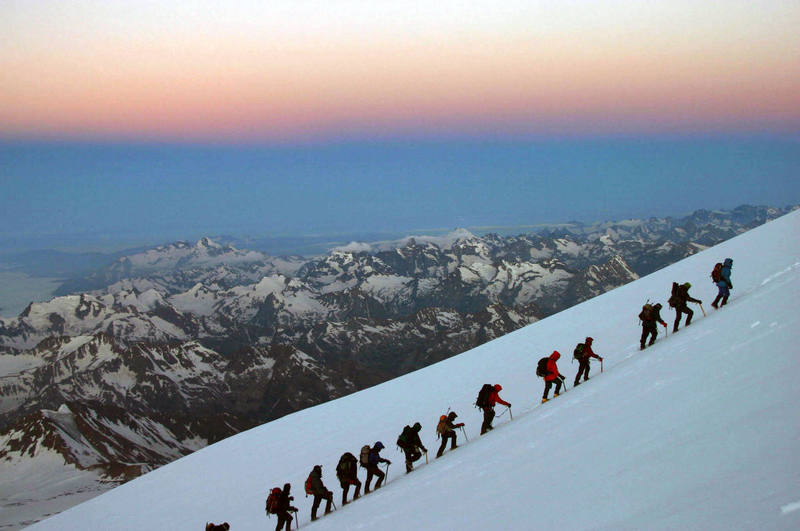 Sunrise - ascending Mt Elbrus (Russia) 7/06