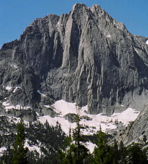 The Citadel (north face). Edge of Time is the prominent sharp arete in left center of photo.