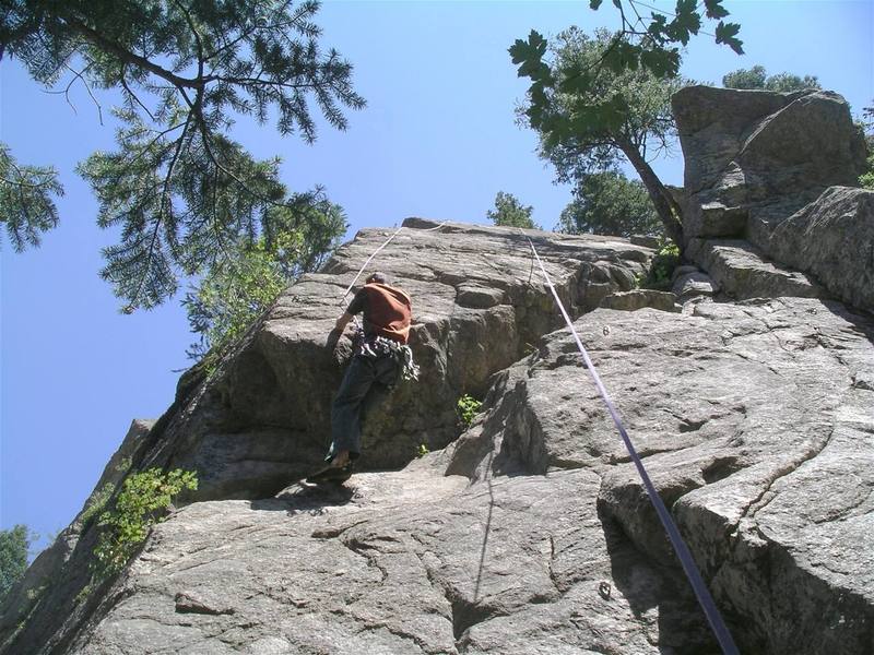 Erik Marr at the 1st roof (crux).