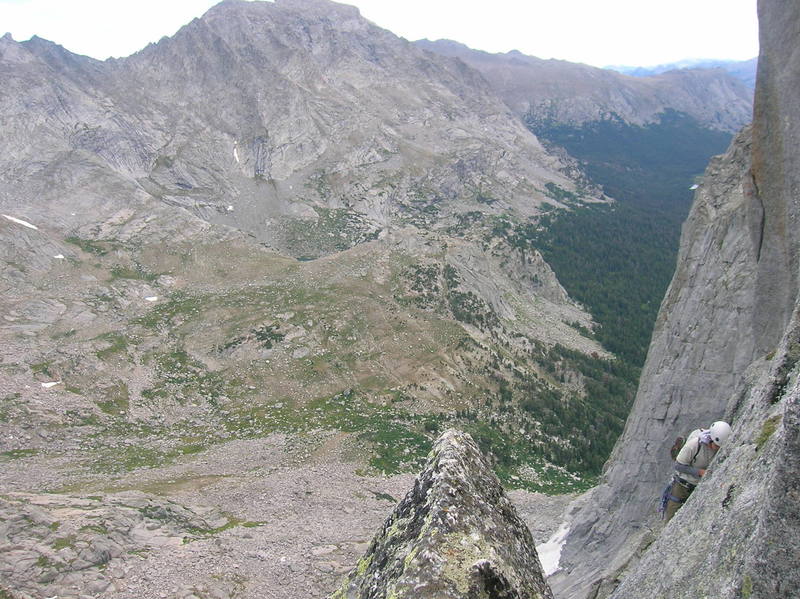 Dillon finishing up the "piton pitch"