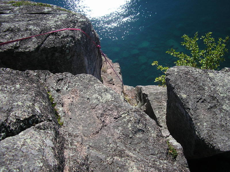 Anchor shot.  Belay from top down in the niche.  Pretty comfy.