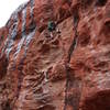 Route photo with Bro Jason climbing in the rain; sometimes this route is sheltered during rain!!