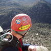 Little Mike coming up to the belay on top of P2 on Said and Done, Granite Mountain AZ.