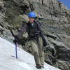 Tracy traverses the last stretch of Navajo's snowfield.