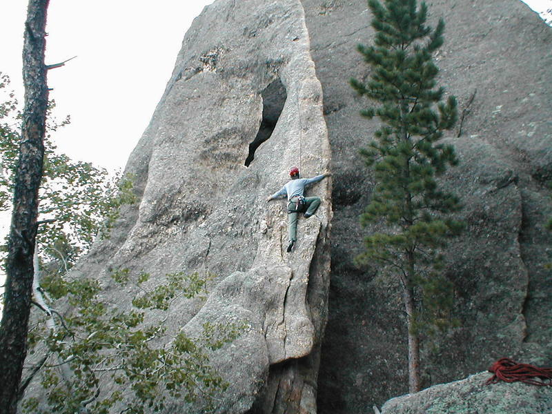 Bottom to top.  Erin = photo; Scott = climb.