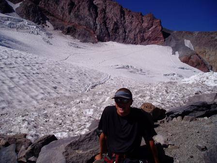 cathedral rock behind the Cowlitz Glacier.