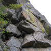 A close-up of the knife-edge arete.