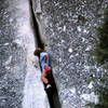 Rick Cashner free soloing "Chingando".<br>
Photo by Blitzo.