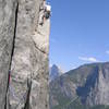 Picture of me heading into my favorite pitch on the climb (pitch 8)