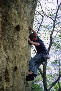 Crux moves at the first bolt.
