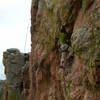 Sean going into the crux.