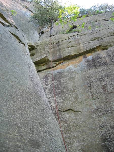 Roadside Attraction, you can see a climber getting ready to rap from the bolted anchor.