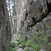 A view of the corridor just below the summit of the Pear looking east.