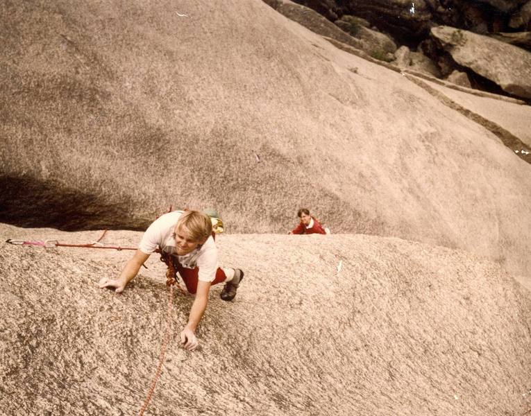 Childhood's End, 1984.<br>
Me and Mlada Bukovansky on pitch 5. <br>
John Catto took the photo.