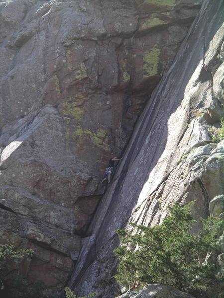 Unknown climber on The Dihedral.