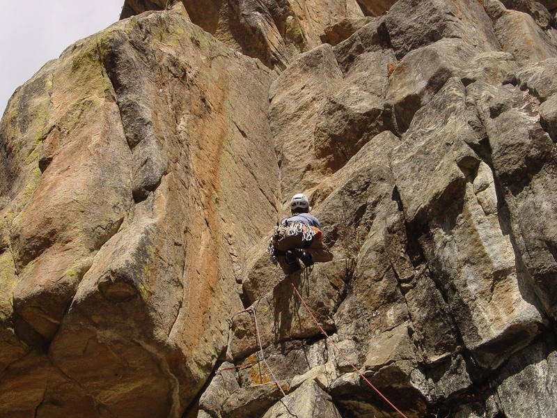On the awkward 5.9 approach.<br>
<br>
Photo by Paul Rezucha.