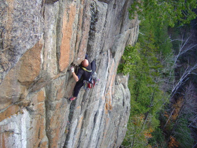 Unknown climber on Boilermaker, 5.10 Beer Walls. It was a battle for him, but he won. An inspiring ascent! 