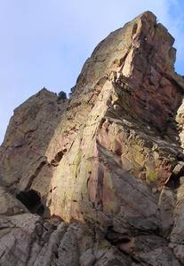 "The Naked Edge"  Mainly follows the shadow line on the large buttress in this photo.