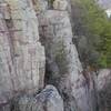 Part of the rampart and the Lost Face looming in the background. Pretty good angle of Wild West Homo up the face on the left.