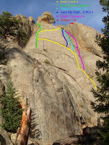 A topo of some of the lines on this section of the rock.