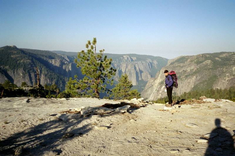 Early morning, Burt Lindquist on top of North Dome, approached from Tioga Rd.