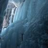 Ice protected by previous years avalanche debris.