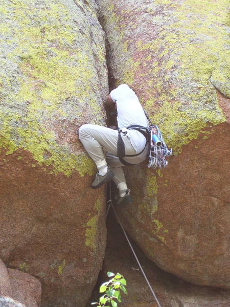 Unknown climber at the crux. Just after this pic was taken he whipped. And then got back up and fired this thing.