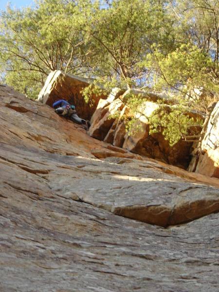 Corey near just below the crux of Passages