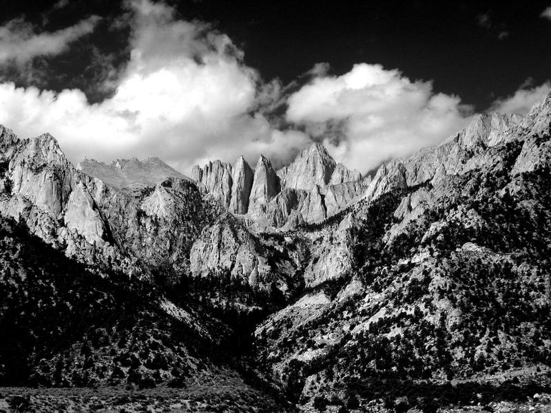 Whitney and Keeler from the drive to Whitney Portal.