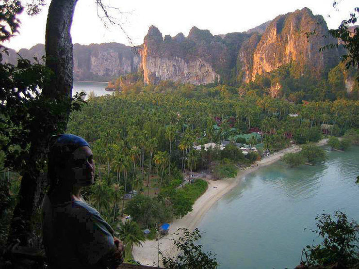 East Railay Beach at sunset.  The high tide makes it much prettier.  At low tide, it's hundreds of yards of mud.