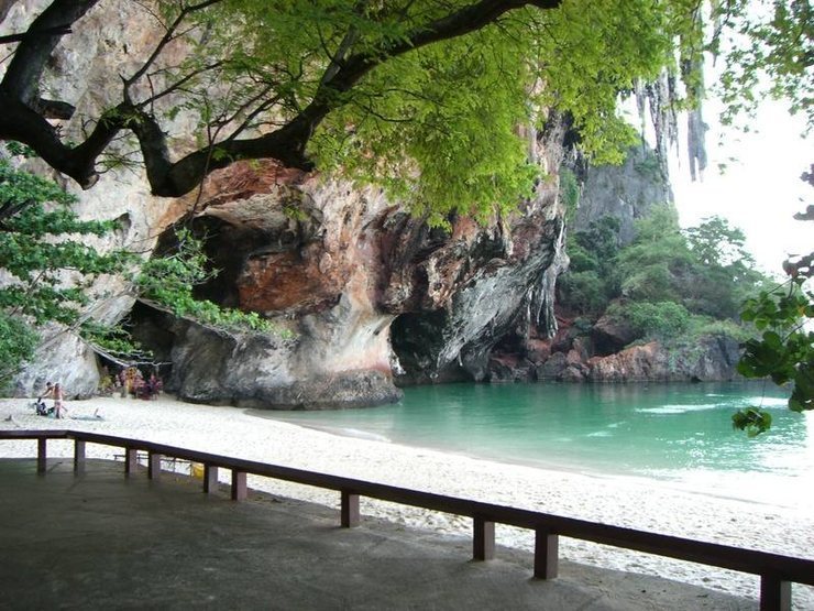 Phra Nang Beach at the end of the path with a view of the Princess cave.