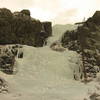 Taken Dec 14, 2006 after a great day of climbing.  The end of the second pitch is hidden in this picture behind the rock outcropping on the right.  The bolts are on the left side of the big boulder at the top (just right of center in this picture).