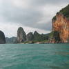 Happy Island, Phranang Beach and the Thaiwand Wall viewed from a long-tail boat