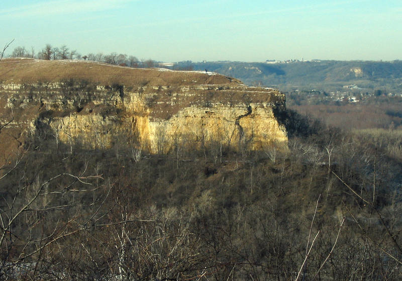 Barn Bluff. View of the Winter Wall and the Cyclops Area. January 2007.