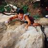 Kenny Low pauses for the camera at Nanyang Wall, in the Batu Caves area of K.L., Malaysia. Photo by Tony Bubb, 12/06.