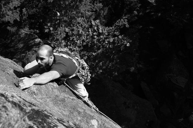 Jed climbing Layton's Ascent on a beautiful summer day...