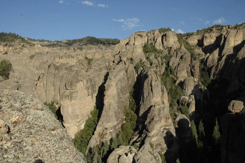 A view up the Middle Fork from the ledge at the top of the first pitch.