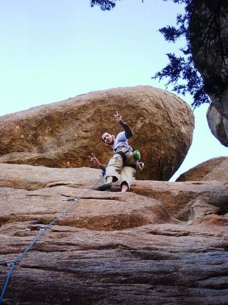 Jordan Ramey, chilling on a great stance right before crux move.