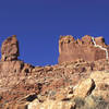 A shot of Arrowhead Spire and North Tower with Serendipity marked.