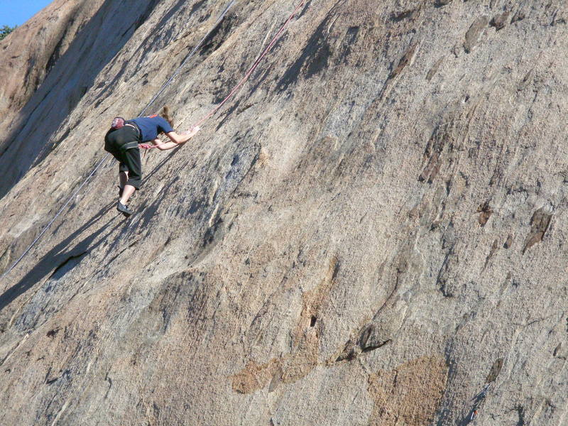 Julie at the crux of Crater Maker