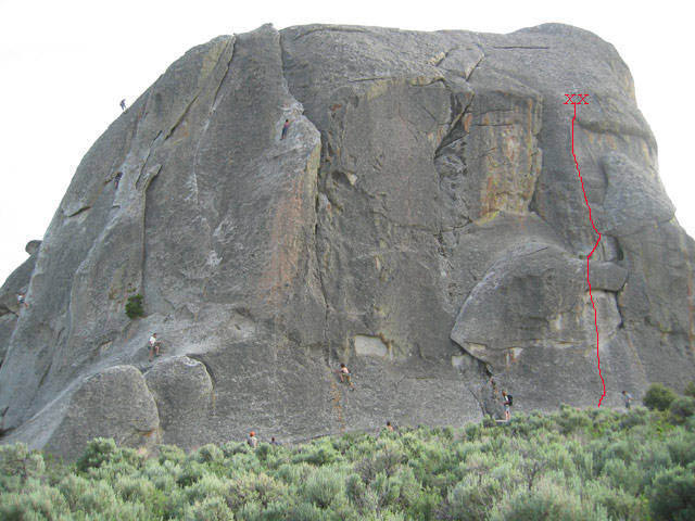 Elephant Rock with route drawn in.