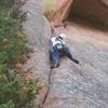 Climbing up the fun first pitch.