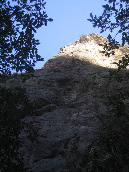 Megan just below the crux near the top.