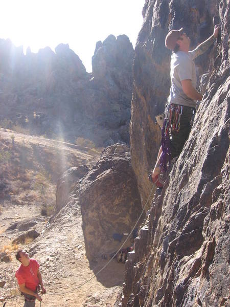 Same route with Russ on Belay. This was just before the crux