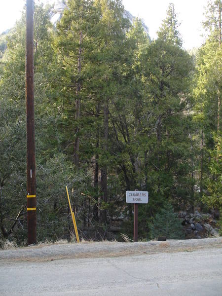 The roadside sign across from the water tanks marks the beginning of the trail up to Suicide Rock.  