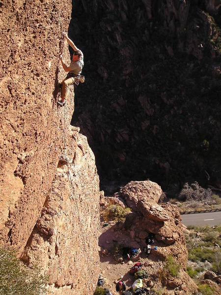 Me on Pocket Puzzle, a great 10a at The Pond.  Photo credit to Tim R