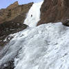 unknown soul on his Ice-Day#2, I quickly took this pic at base of P1 under rapidly plummeting icefall.