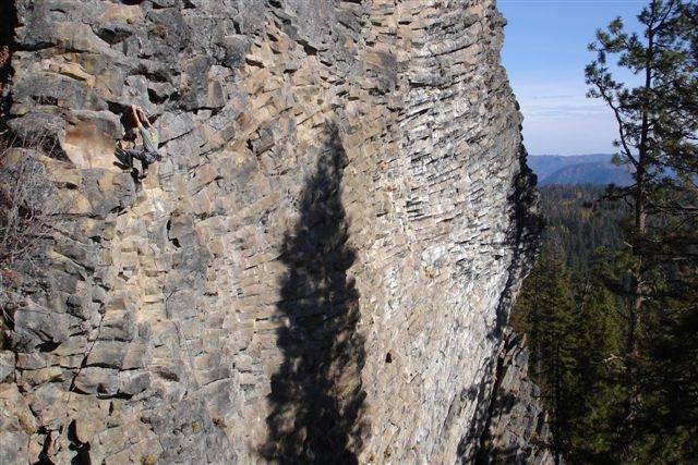 West Arete:  Matt Kerns about halfway up the route on a fine October day.