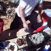 Rob and Eric preparing some grub at our William's Bottom Campsite, before one more big day of climbing. 